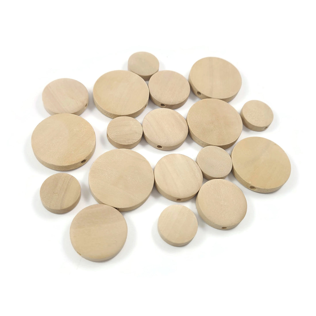 Flat wooden beads 15mm, 20mm or 25mm