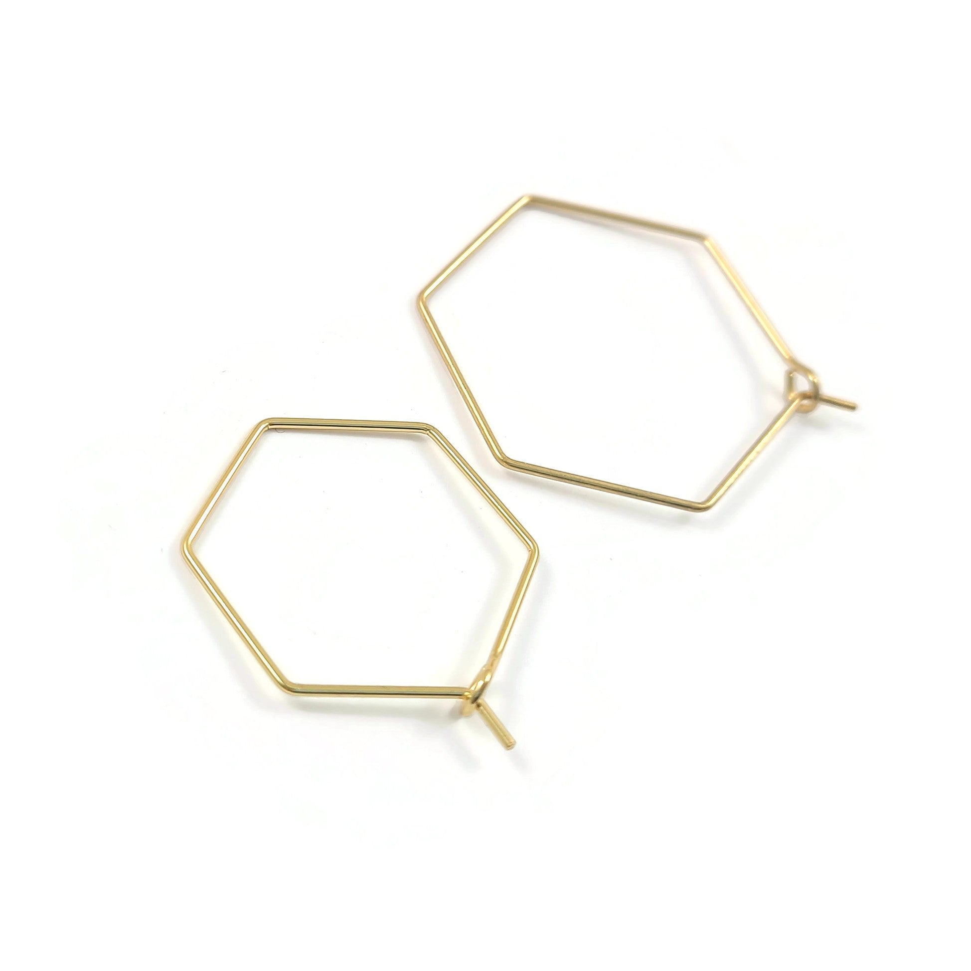 Gold stainless steel hexagon hoops 10pcs (5 pairs) - 2 size available