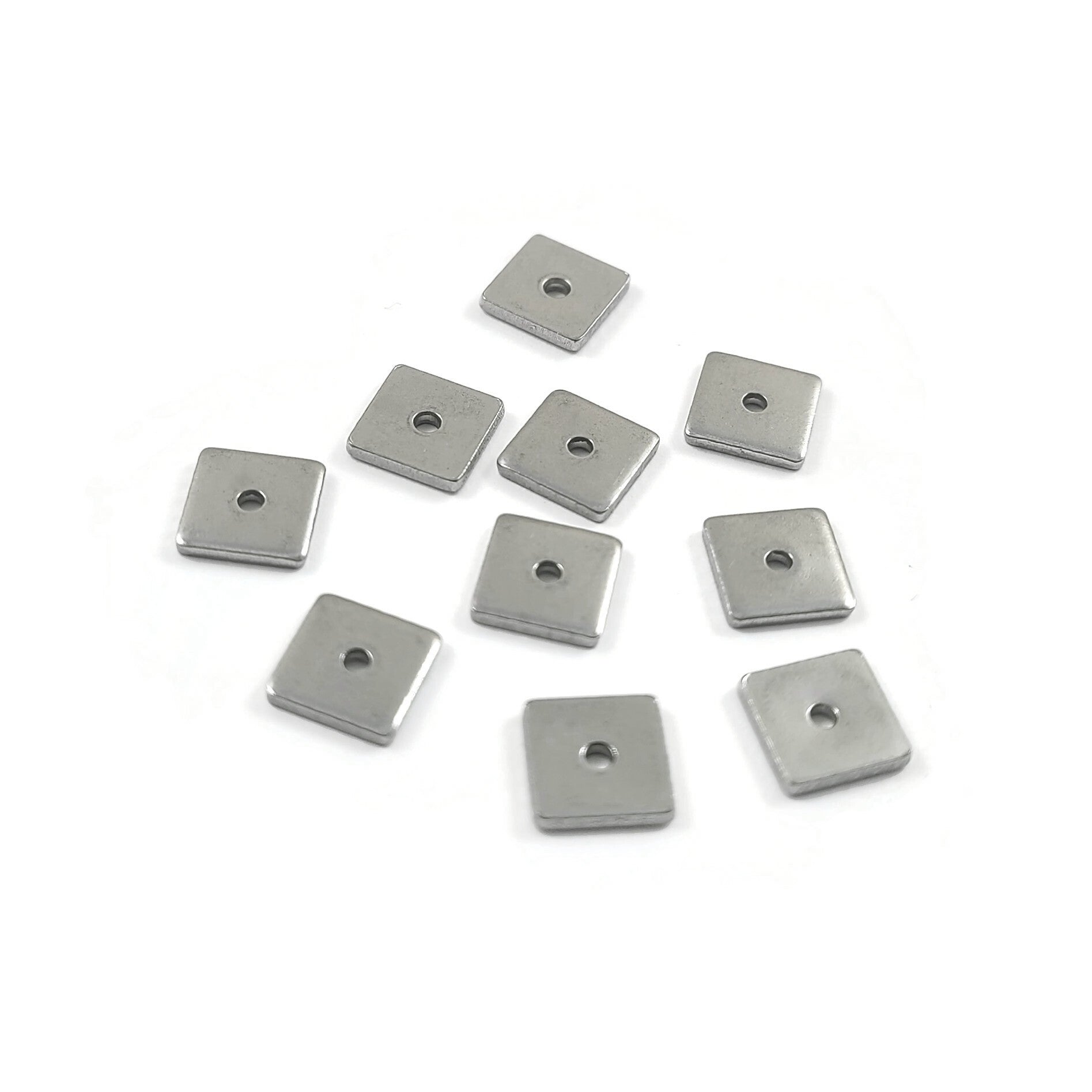 10 Stainless Steel Square Spacer Beads 6mm or 8mm