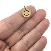 Breloque initiale ronde or en acier inoxydable