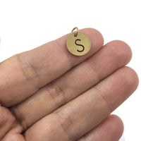 Breloque initiale ronde or en acier inoxydable