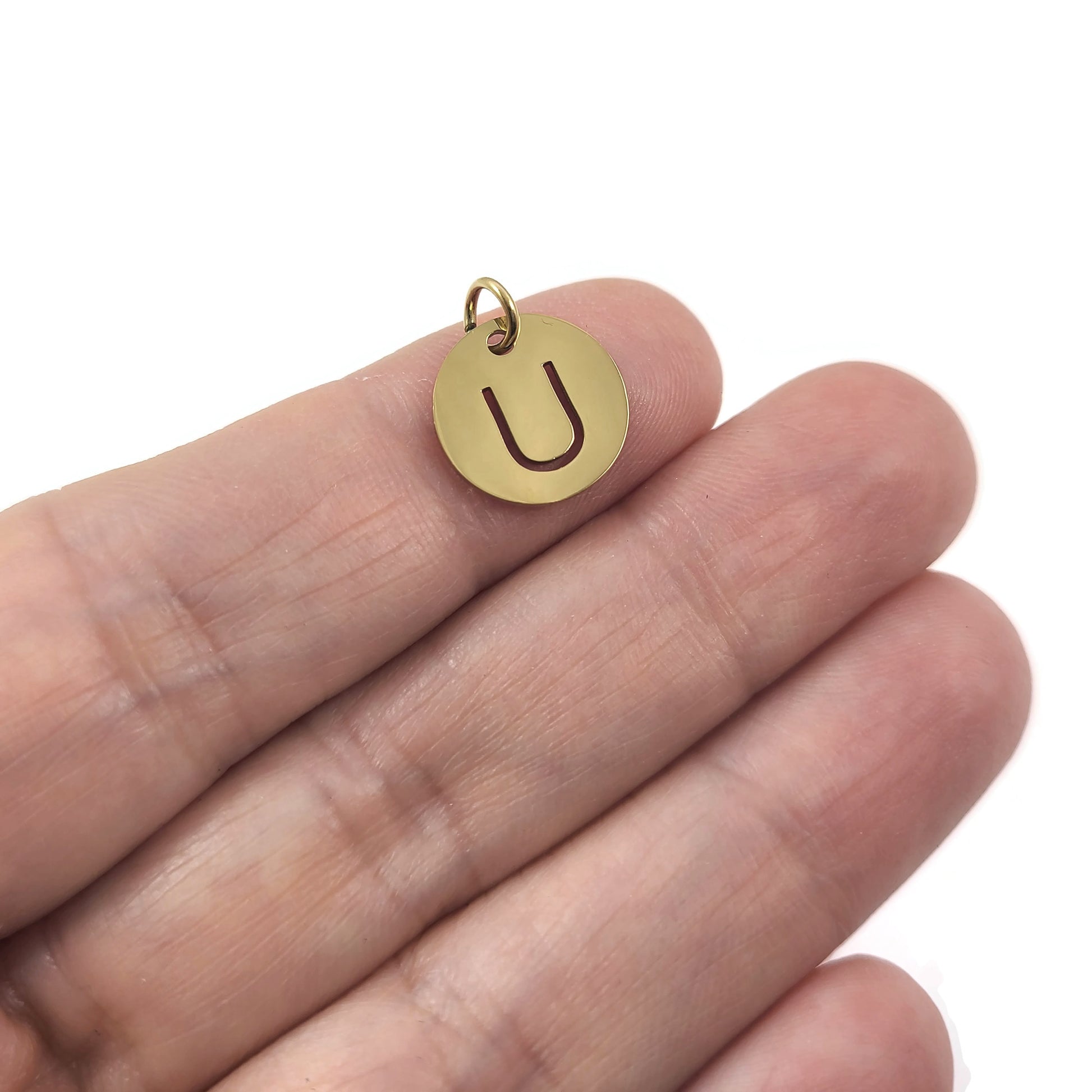 Breloque initiale ronde or en acier inoxydable