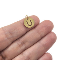 Breloque initiale ronde or en acier inoxydable