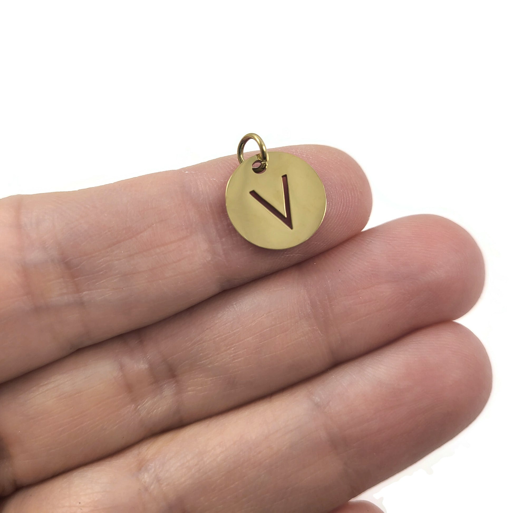 Breloque initiale ronde or en acier inoxydable