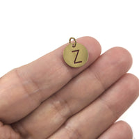 Breloque initiale ronde or en acier inoxydable