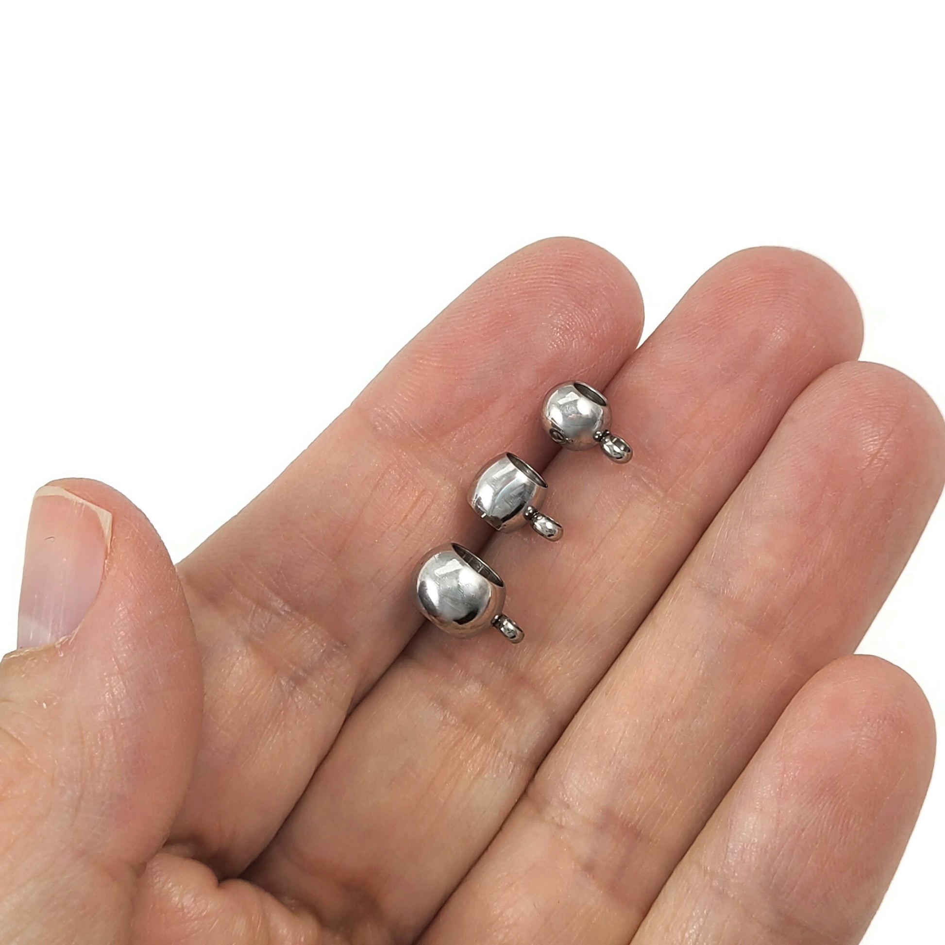 5 perles d'espacement bélières en acier inoxydable