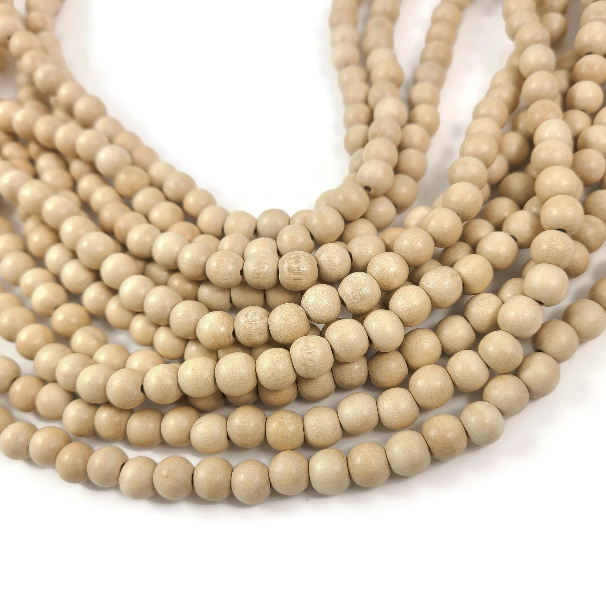 Perles de bois ivoire rondes naturelles 4, 6 ou 8mm