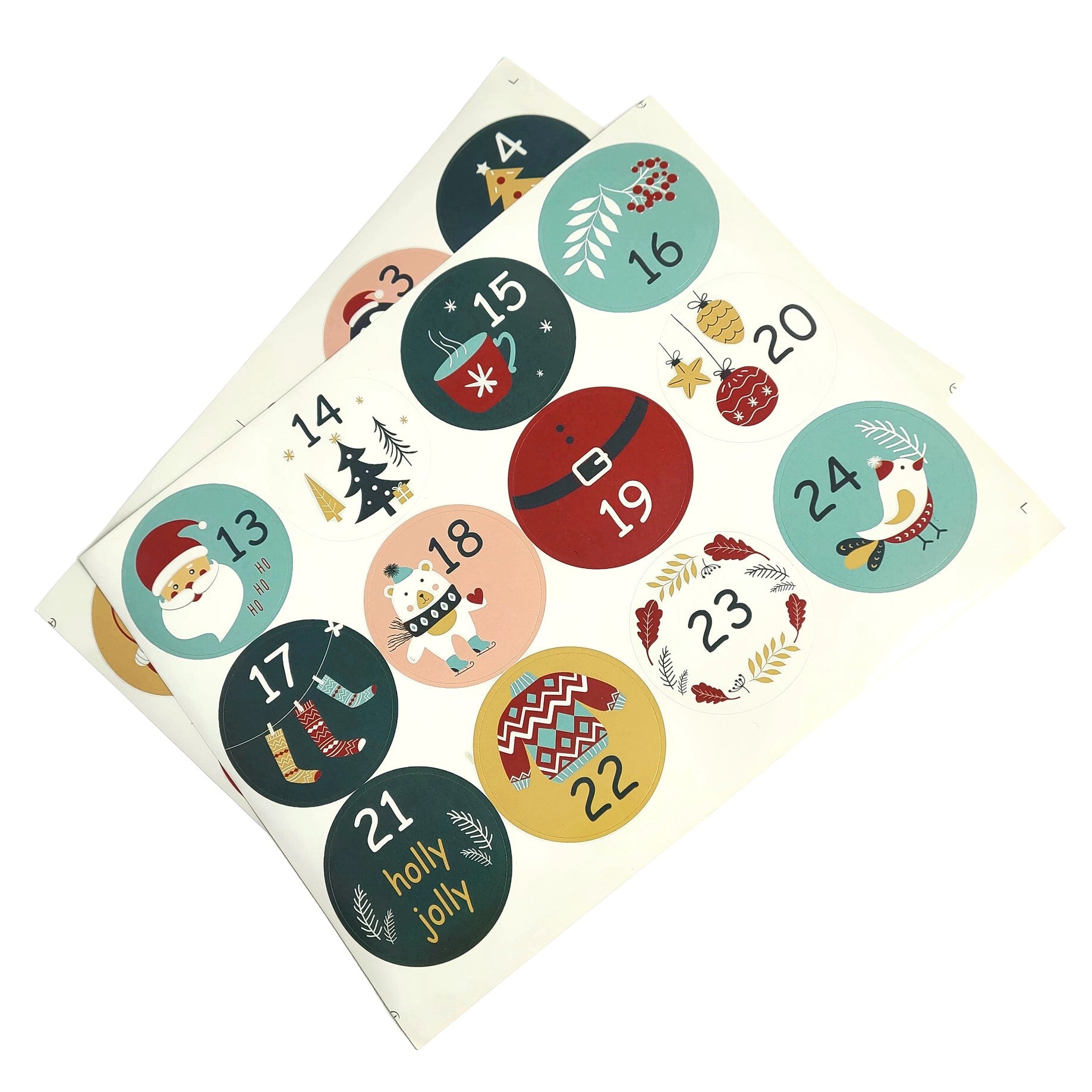 Whimsical Christmas Advent Countdown Stickers