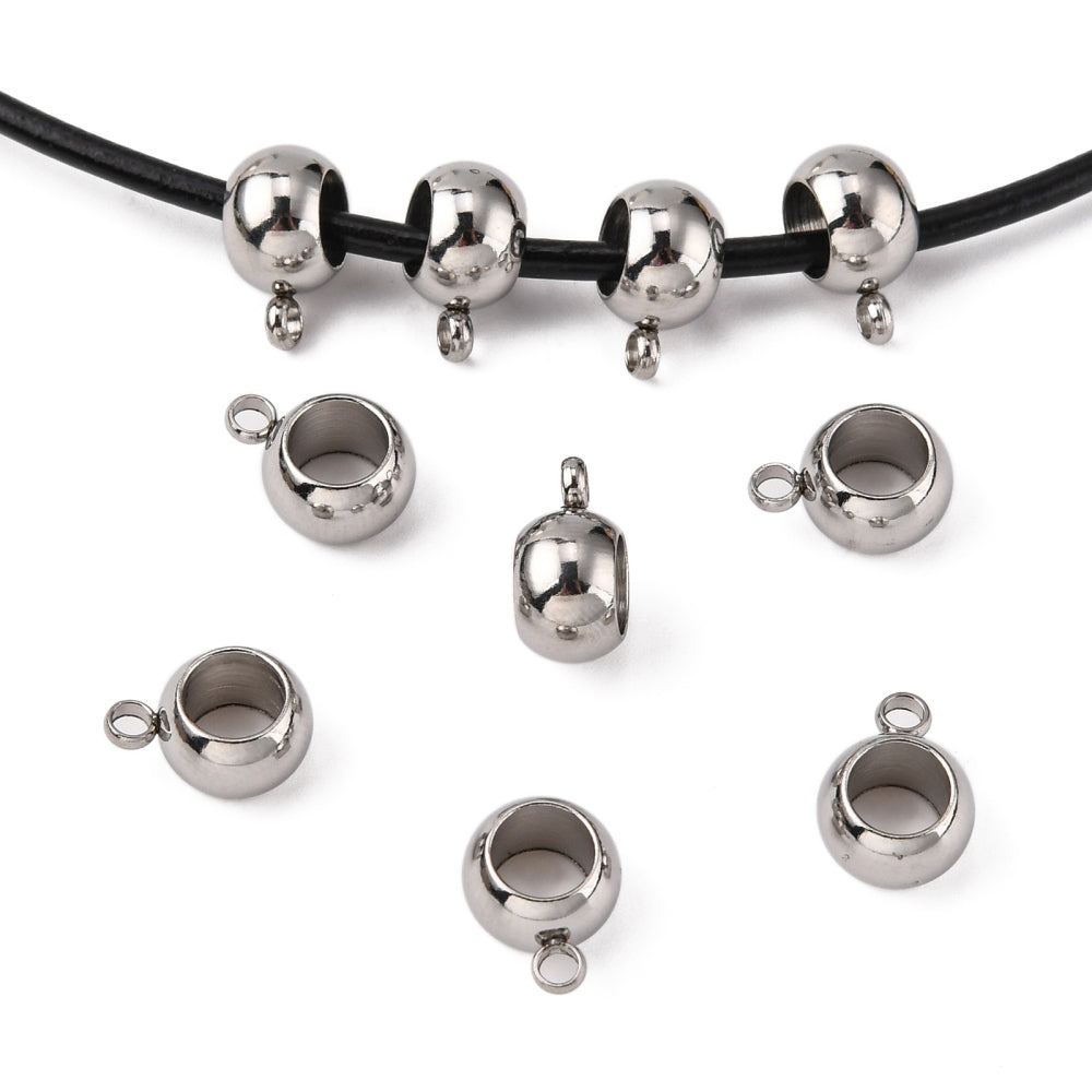 5 perles d'espacement bélières en acier inoxydable