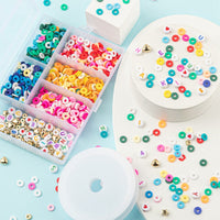 Clay and acrylic beads kit, 1160 assorted rainbow beads, Jewelry bracelet making set