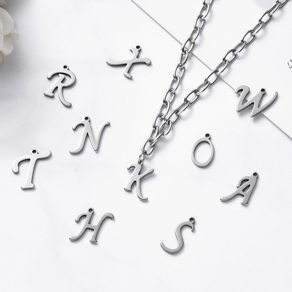 1 Stainless steel cursive letter charm