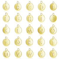 Breloque initiale ronde or en acier inoxydable