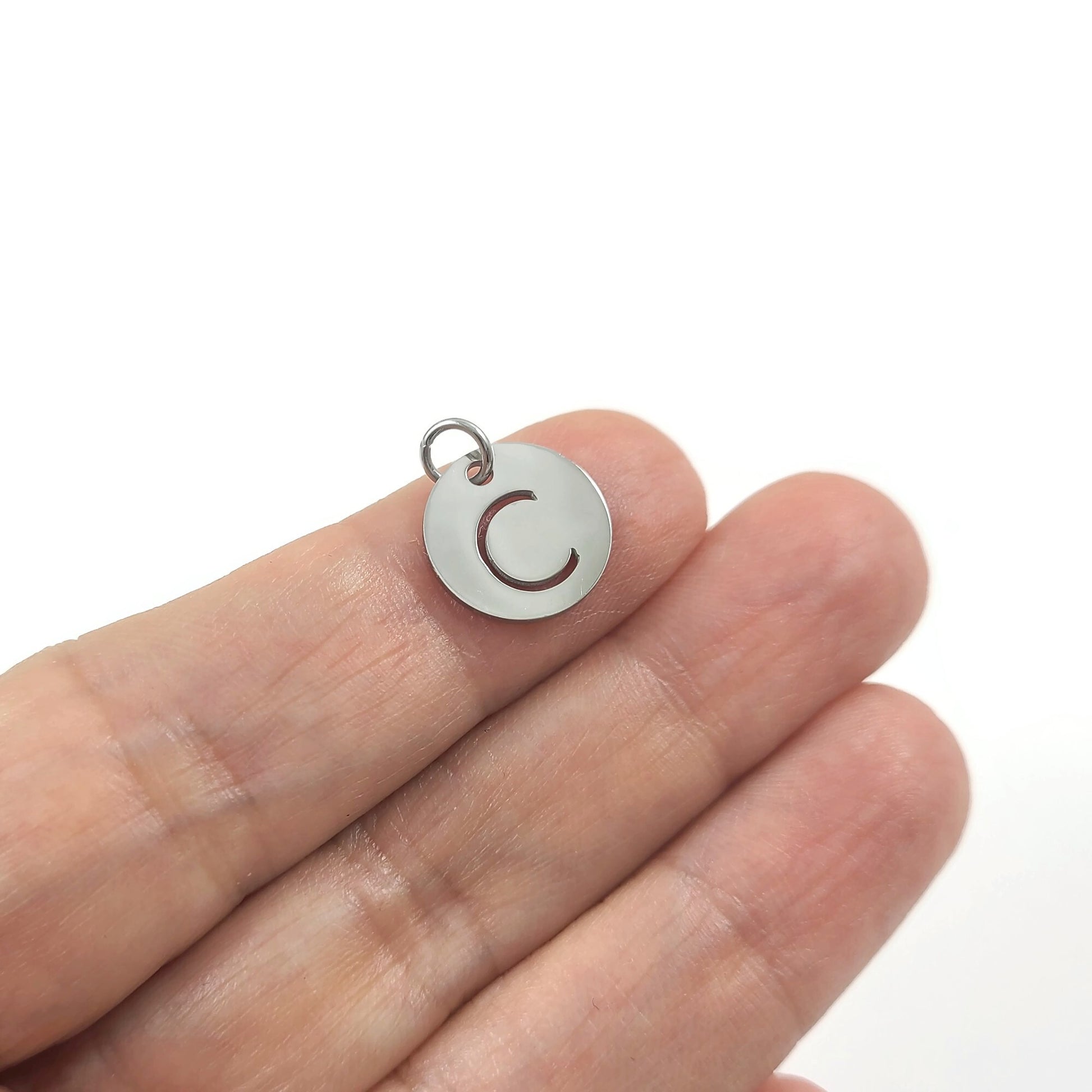 1 Stainless steel coin letter charm