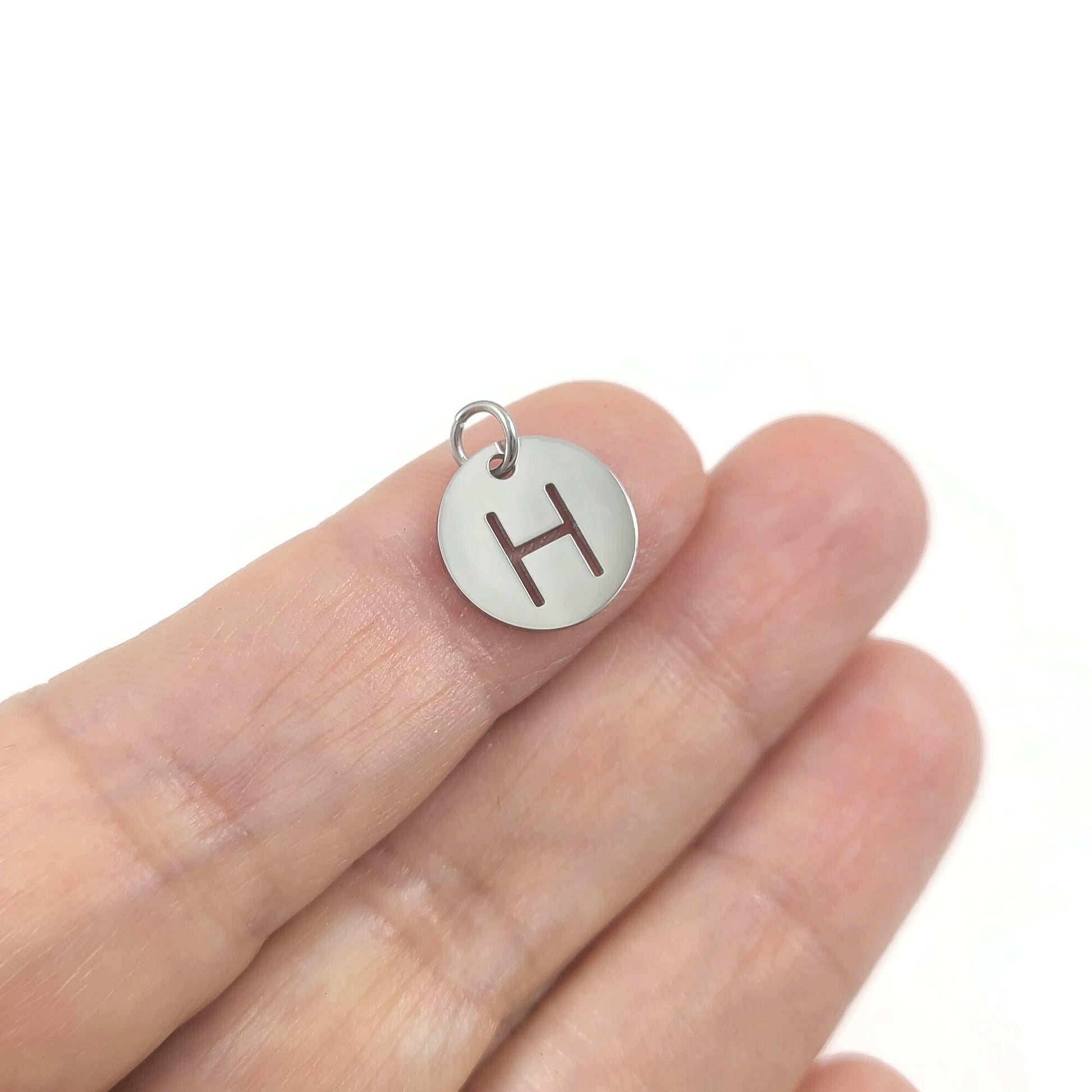 1 Stainless steel coin letter charm