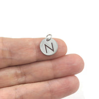 1 Stainless steel coin letter charm