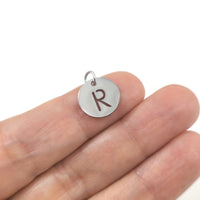 1 Stainless steel coin letter charm