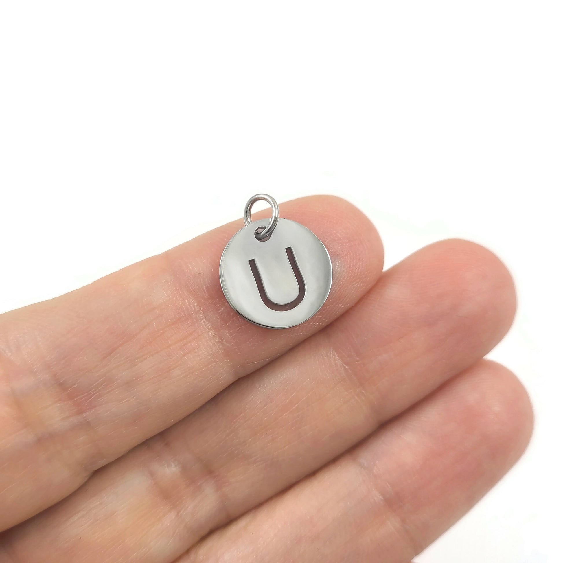 1 Stainless steel coin letter charm