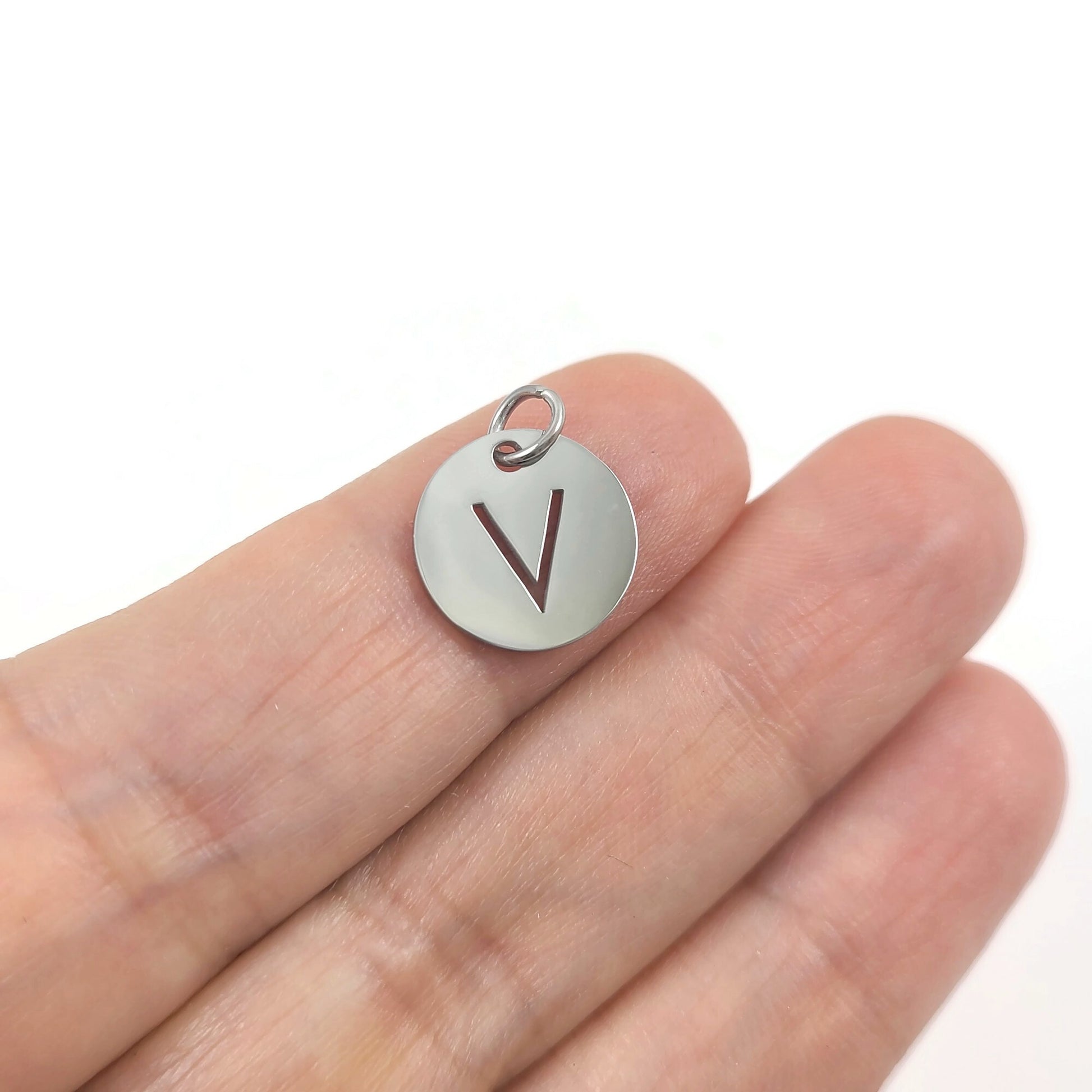 1 Stainless steel coin letter charm