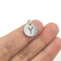 1 Stainless steel coin letter charm