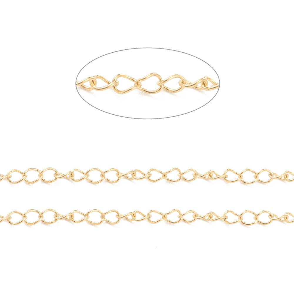 Chaîne gourmette en acier inoxydable doré 3x4mm soudée