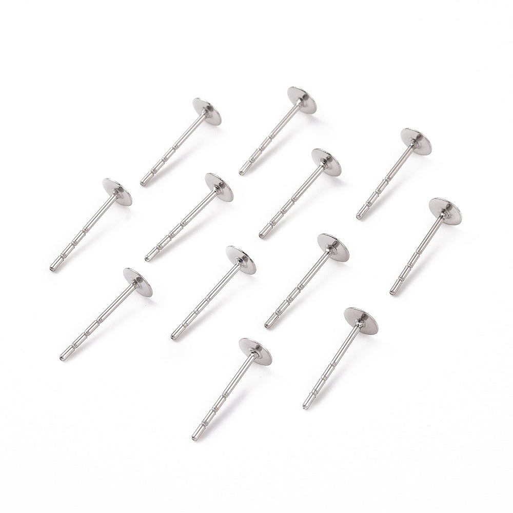 Surgical stainless steel earring post, Hypoallergenic 3mm, 4mm, 5mm, 6mm