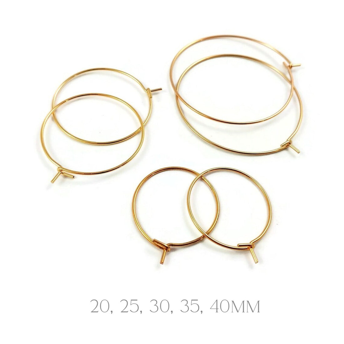 10 Gold surgical stainless steel hoops, 6 sizes available