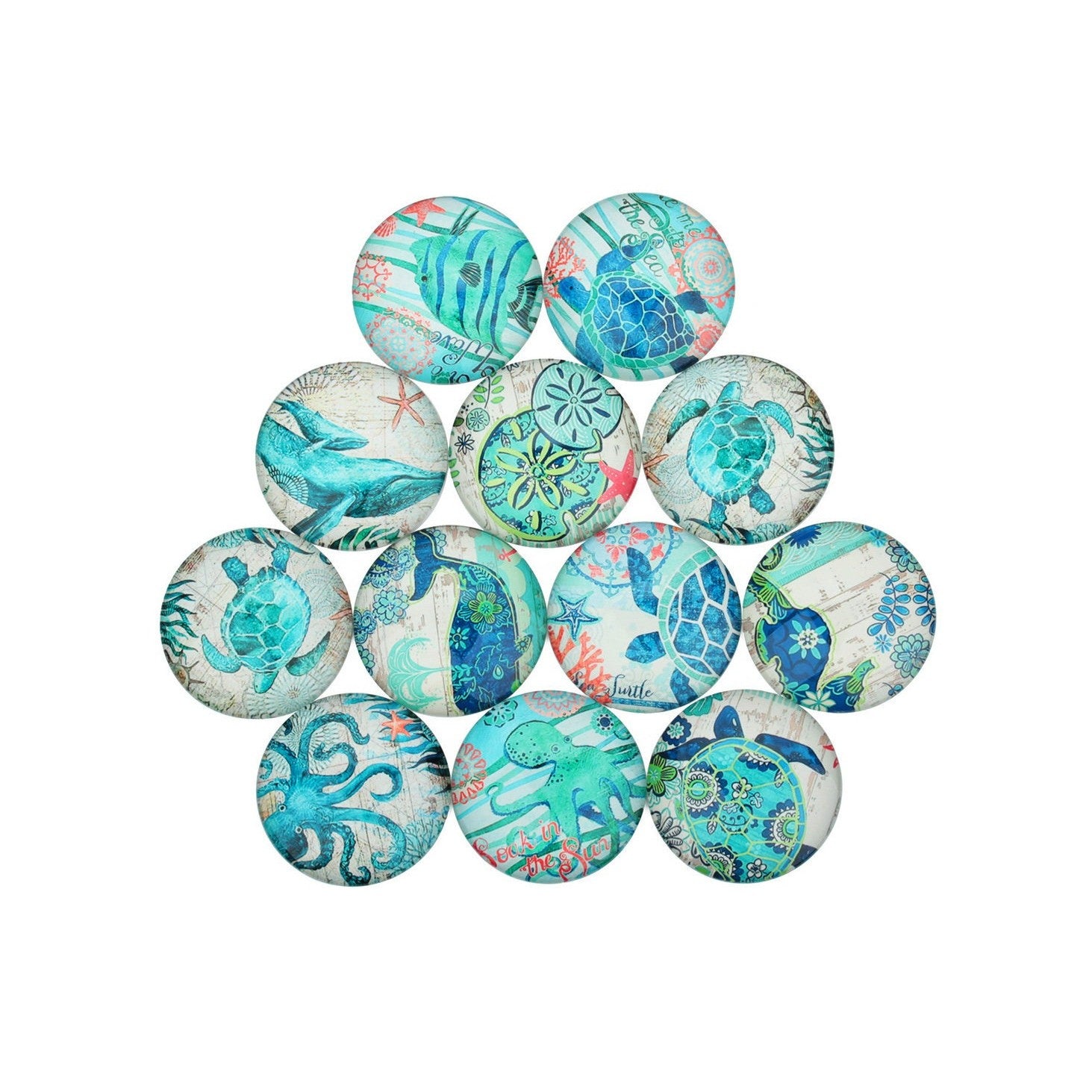 Faune océanique - Ensemble de 20 cabochons variés