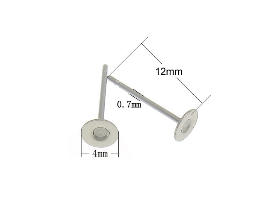 Stainless steel earring posts - 4mm, 5mm, 6mm, 8mm, 10mm - Bulk lots