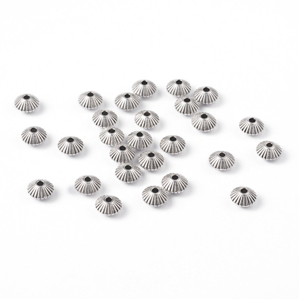 Antique silver tibetan bicone beads 8mm - Nickel free, lead free and cadmium free