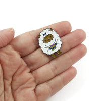 Knitting sheep enamel pin, Knit lover brooch, Cute gift for knitter