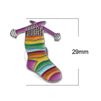 Sock enamel pin, Knit lover brooch, Knitter badge gift, Knitting needles lapel pin