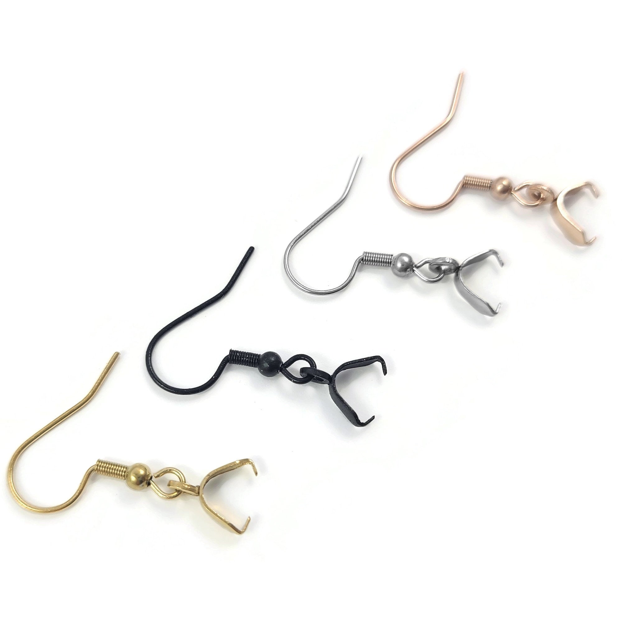 Stainless steel earring hook with pinch bail: Rose,gold,silver,black