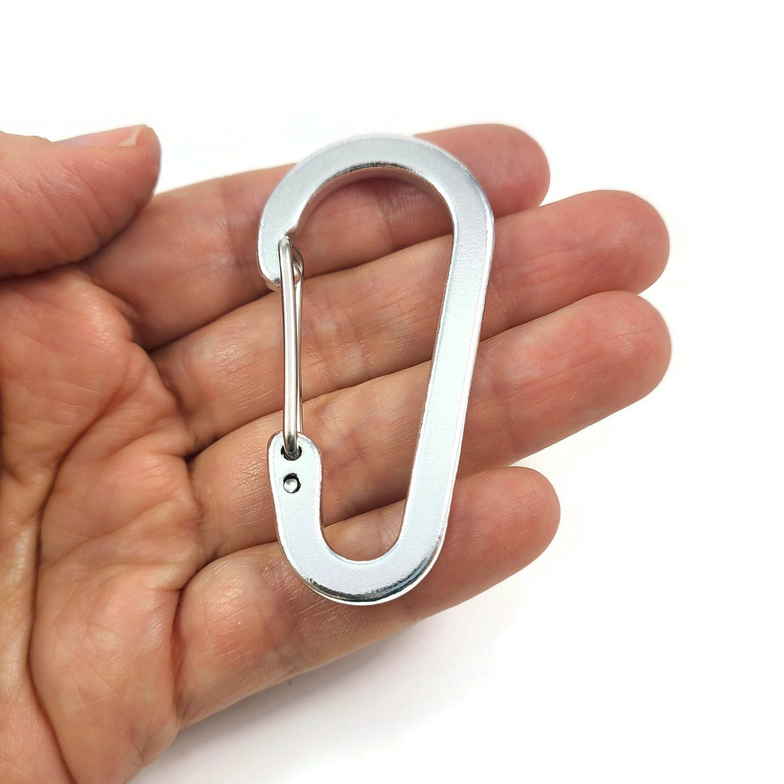 Large carabiner, Aluminum silver clasp, Bag charm, Bottle clip & key fob findings