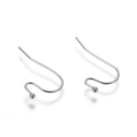 Stainless steel ear wire hooks 50 pcs (25 pairs) Hypoallergenic 22mm
