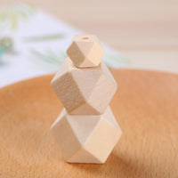 10 Perles hexagones en bois naturel 10, 12 ou 14mm
