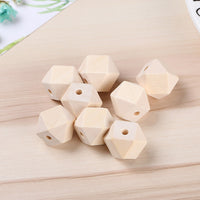 10 Perles hexagones en bois naturel 10, 12 ou 14mm