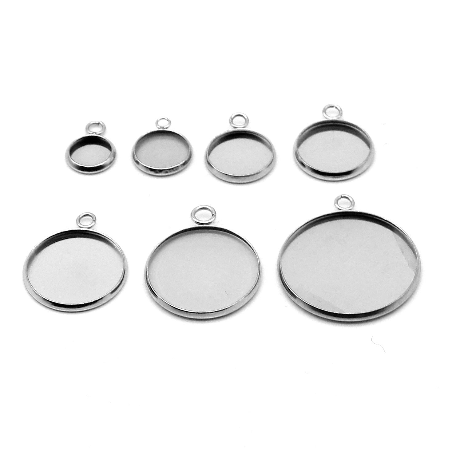 Pendant Trays, Bezel Pendant Trays Blanks With Glass Cabochons For
