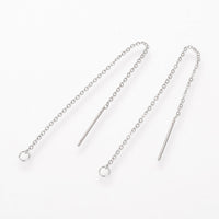 10 Stainless steel chain ear thread with closed ring - Hypoallergenic