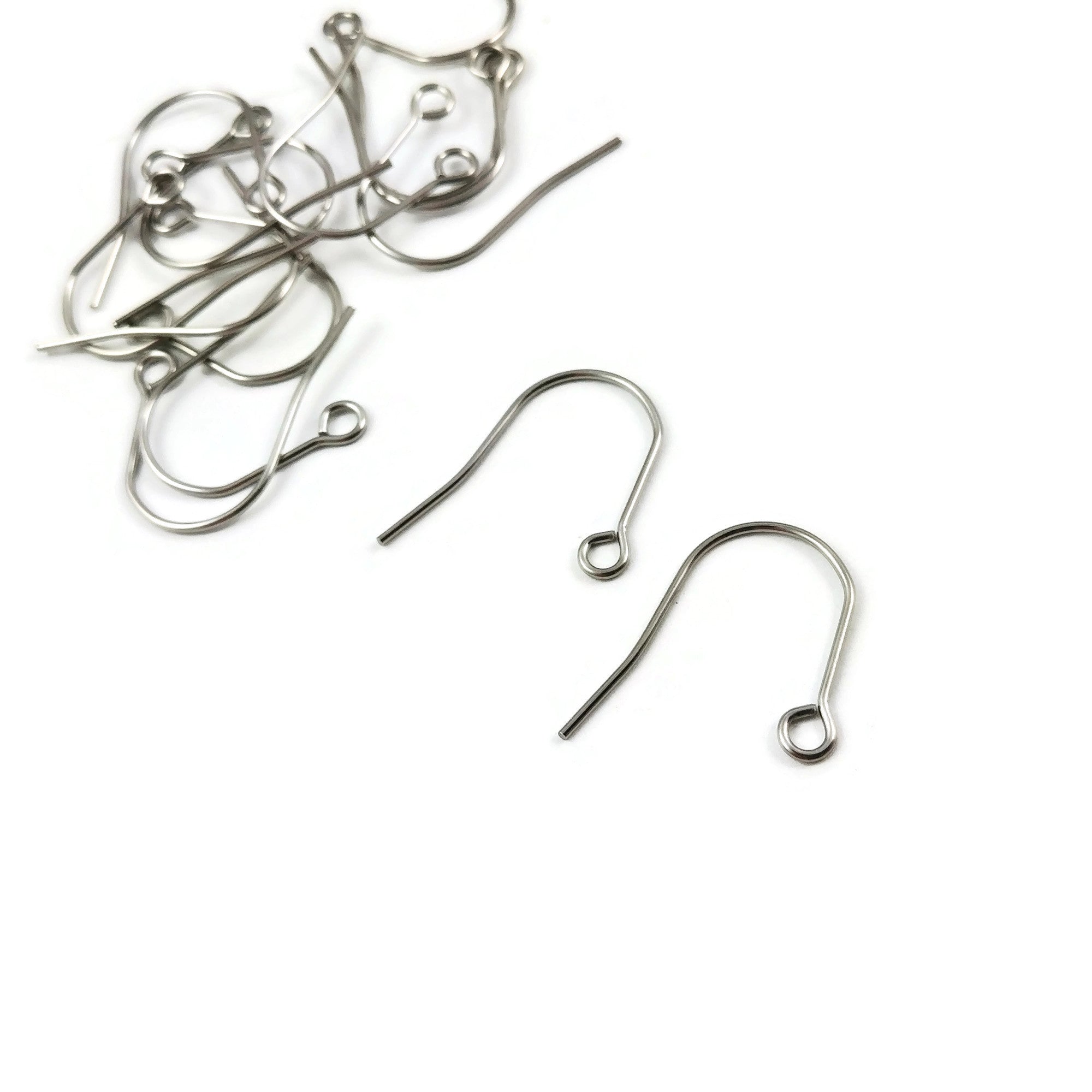 304 Stainless Steel French Earring Hooks, Flat Earring Hooks, Ear