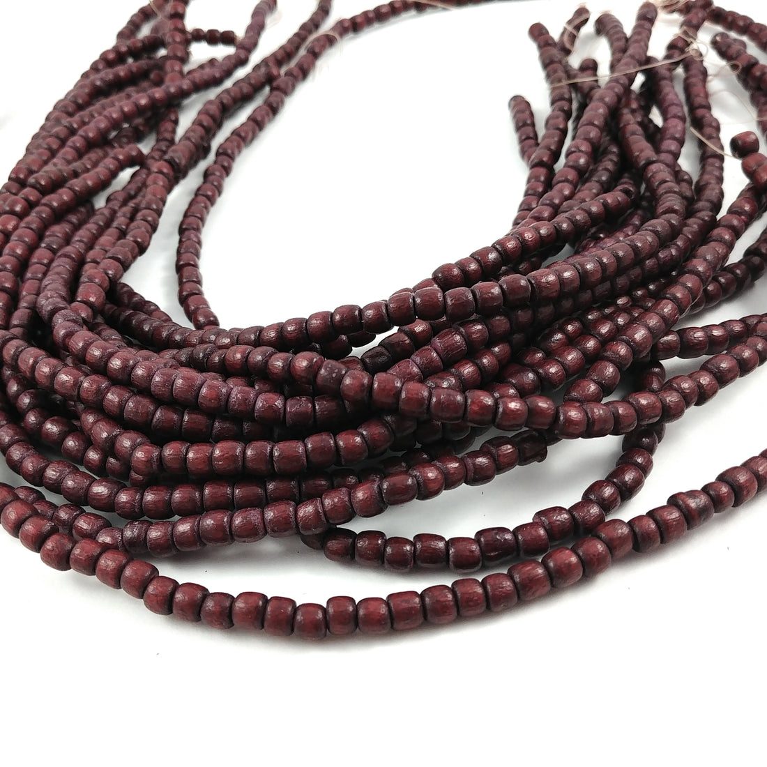 Tube Wooden Beads 4x5mm - Burgundy