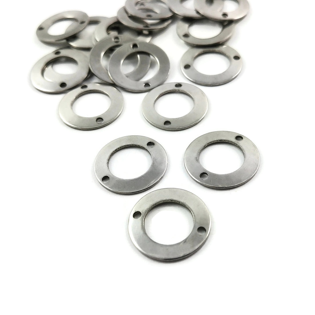 6 Donut connector stainless steel charms