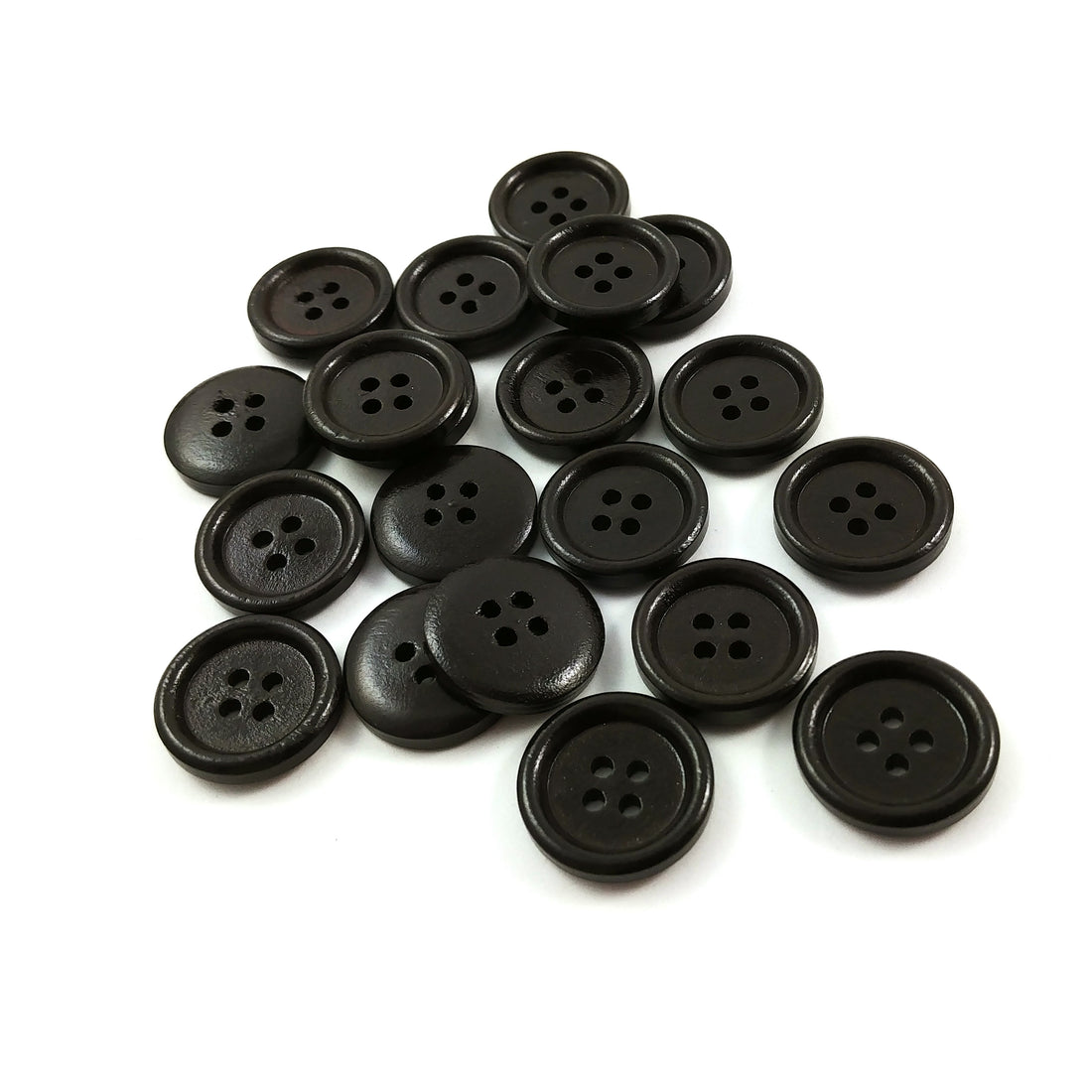 Dark brown Wooden Craft Buttons 18mm - set of 6 wood button