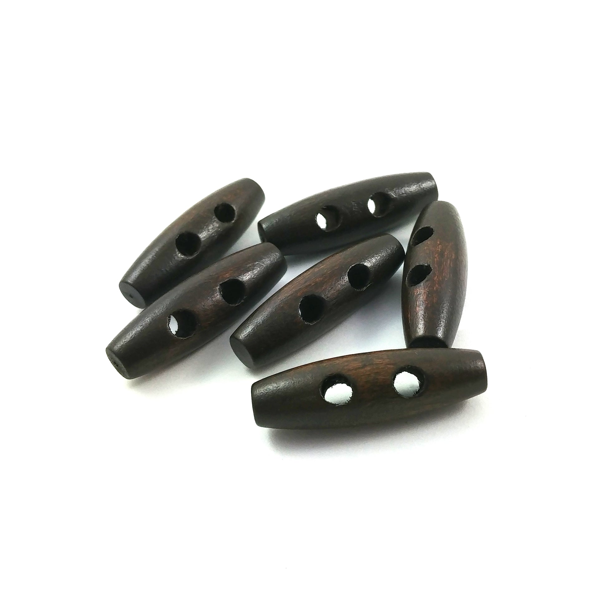 6 boutons de bois marron foncé 3.5 x 1.1cm