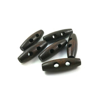 6 boutons de bois marron foncé 3.5 x 1.1cm