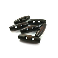6 boutons de bois marron foncé 3.5 x 1.1cm
