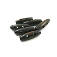 6 boutons de bois marron foncé 3.5 x 1.1cm
