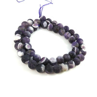 Natural Amethyst Frosted Stone Beads Round 6 or 8mm