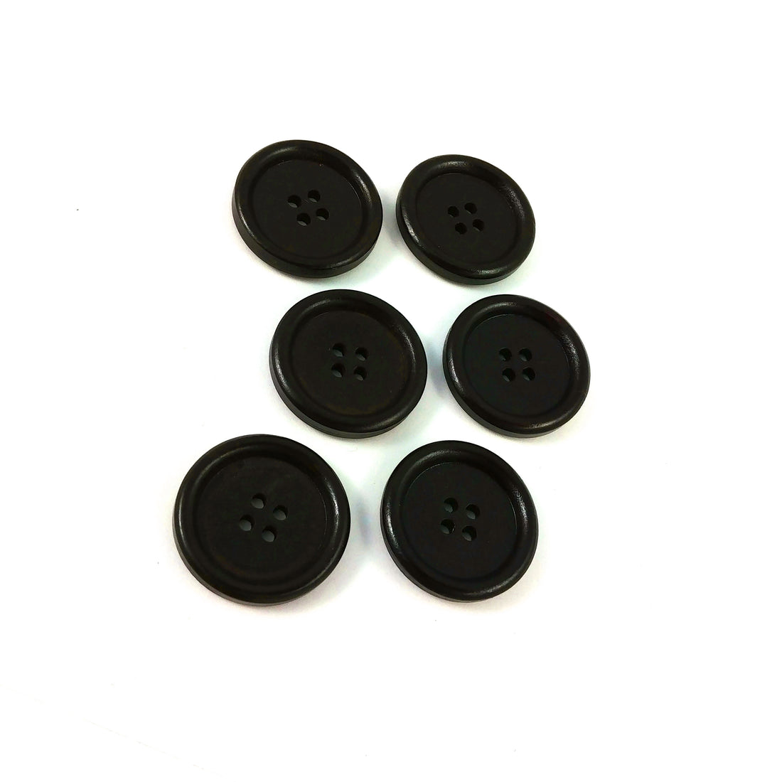 Dark brown Wooden Craft Buttons 25mm - set of 6 wood buttons