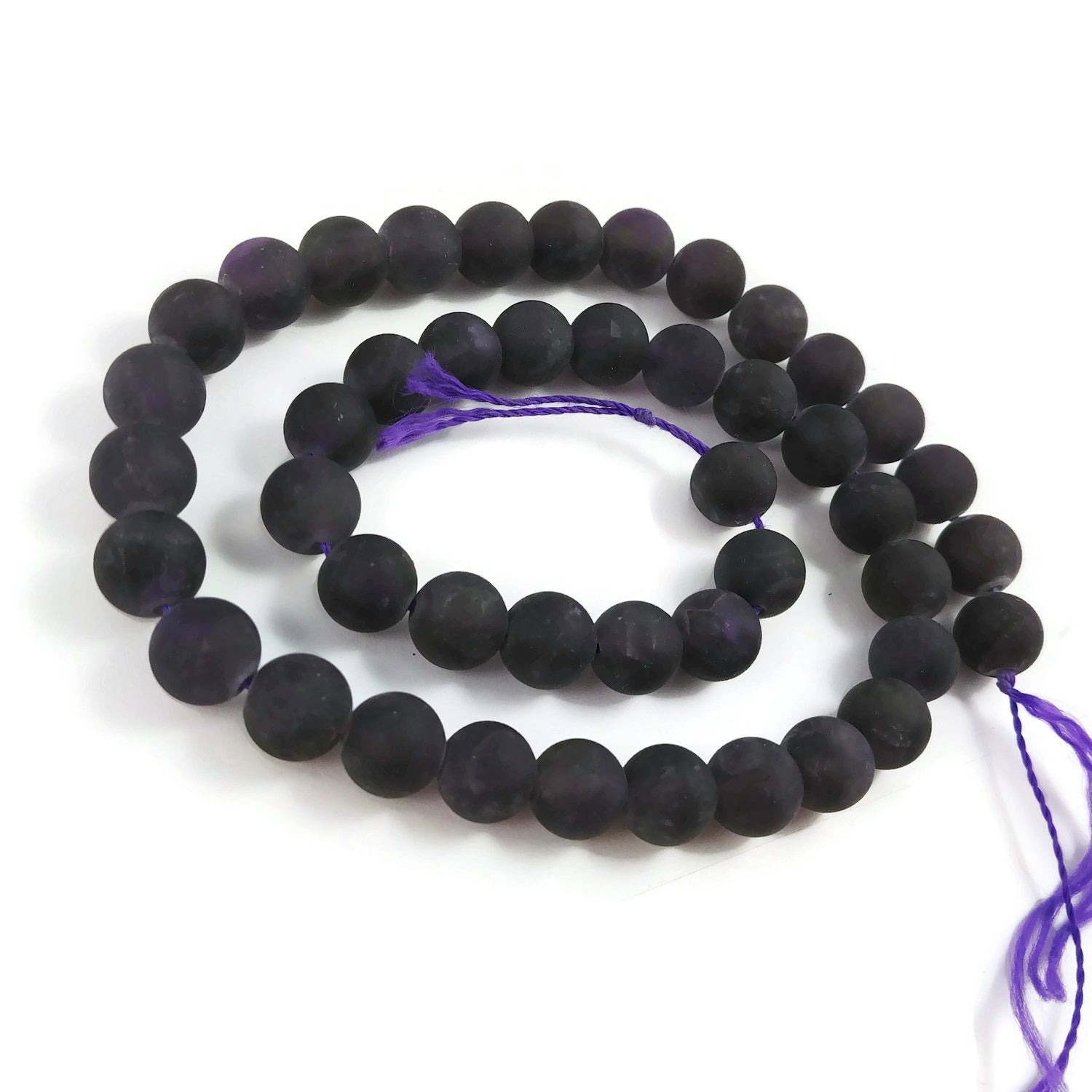 Natural Amethyst Frosted Stone Beads Round 6 or 8mm