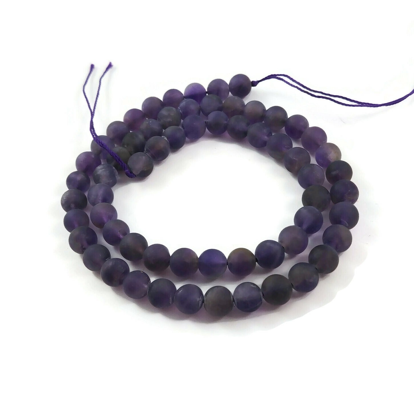 Natural Amethyst Frosted Stone Beads Round 6 or 8mm